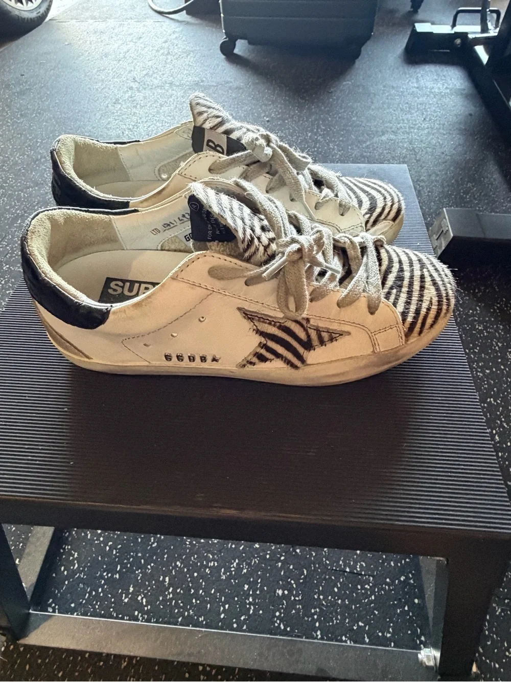 Golden Goose White Zebra-Pattern Low-Top Sneakers